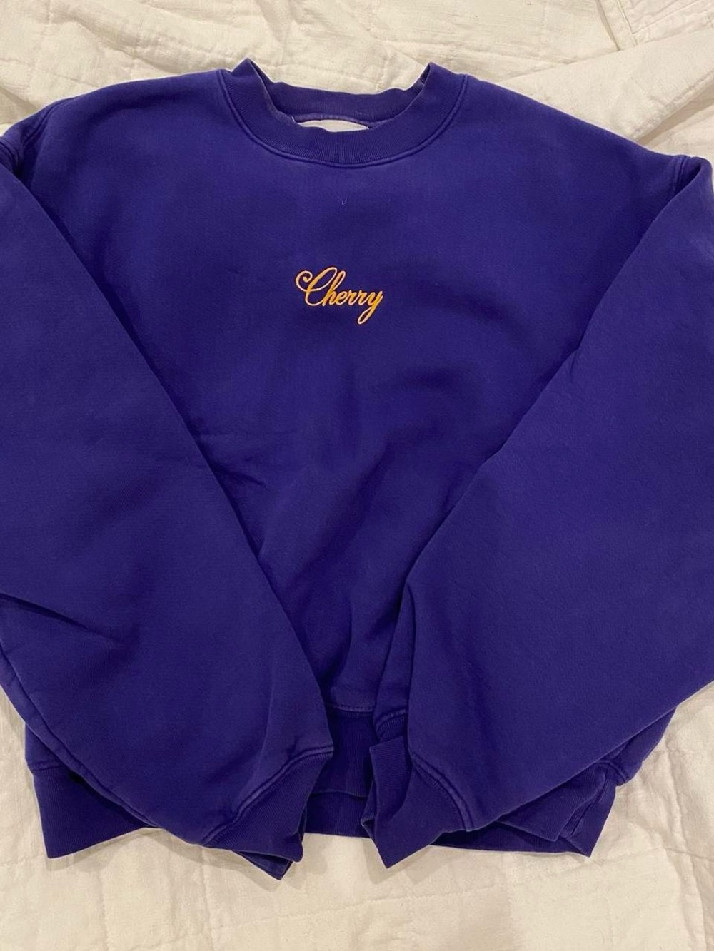 Cherry LA Purple Crewneck Sweatshirt with Gold Script